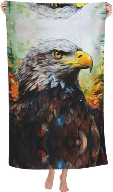 JMG Household Supplies Strandtuch Weißkopfseeadler aus schnelltrocknender Mikrofaser, Mehrfarbig, B: 50 cm, L: 100 cm - Bild 1