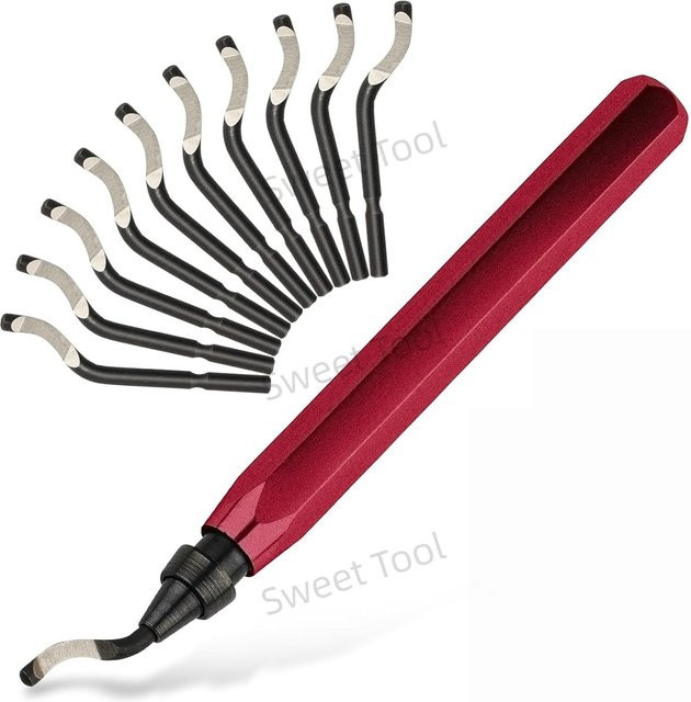 Entgratungswerkzeug RB1000 mit Metallgriff und Skalpell Nr. 11 in Rot für Kunststoff, Metall, Kupfer, PVC, Harz und 3D-Druck - Bild 1