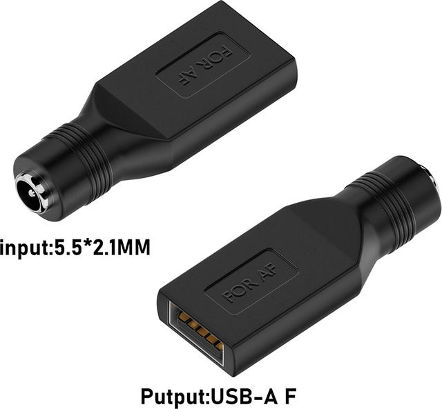 OULLX USB zu DC Buchse Konverter Schwarz, USB A auf DC 5,5 x 2,1 mm Adapter für Laptop und PC - Bild 1