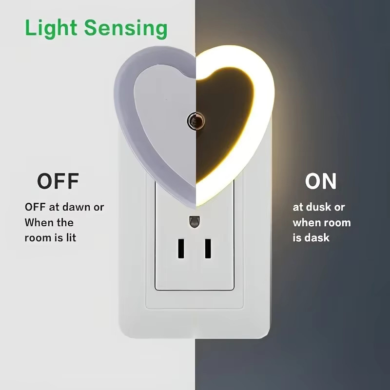 Feimefeiyou LED Mini Nachtlicht in Herzform mit Lichtsensor für Kinderzimmer und Schlafzimmer - Bild 4