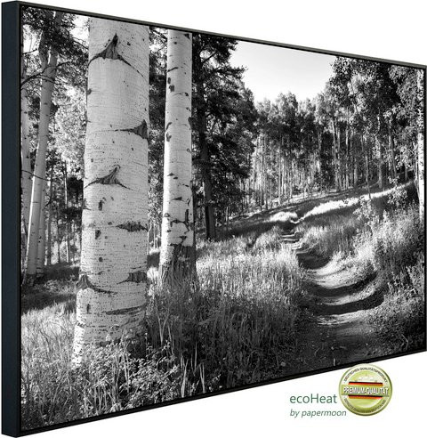 papermoon Infrarotheizung EcoHeat Birkenwald Schwarz Weiss mit Matt-Effekt und App-Steuerung - Bild 1