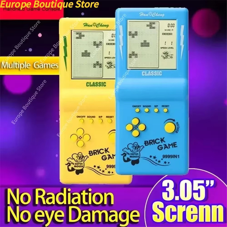 Retro Handheld Spielkonsole Tetris Mini Puzzle Spielzeug für Kinder in Blau mit 3,5 Zoll Display - Bild 2