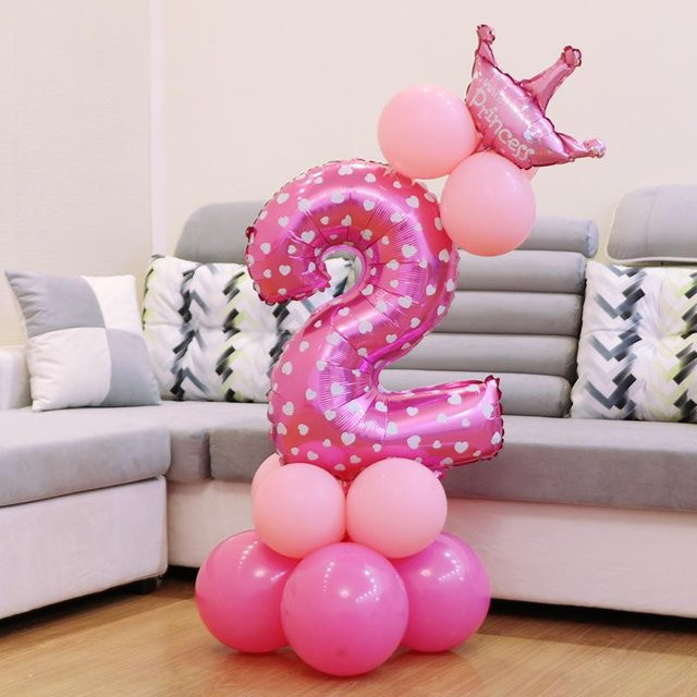 ARI Geburtstagsdekoration Zahlen Folienballons für Kindergeburtstage in Rosa und Blau - Bild 1