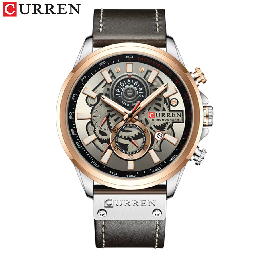 CURREN Armbanduhr, Quarz, Leder, Herren, Datum - Bild 3