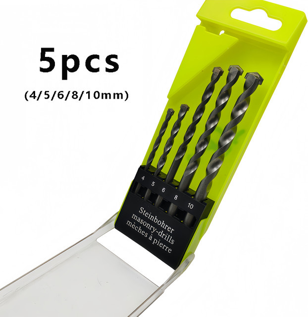 GUVONC 5-teiliges Mauerwerksbohrer-Set mit Hartmetallspitzen in Silber, Durchmesser 4-10 mm für Beton, Ziegel, Stein und Fliesen - Bild 1