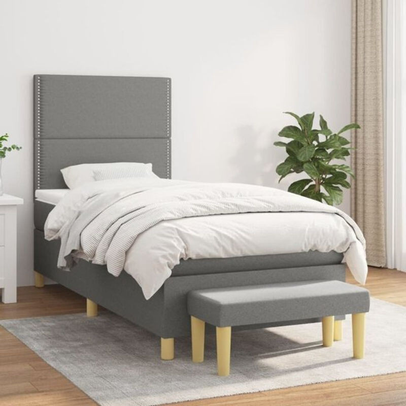 Vidaxl Boxspringbett mit Matratze in Anthrazit aus Stoff, B/T: 100 x 200 cm - Bild 1