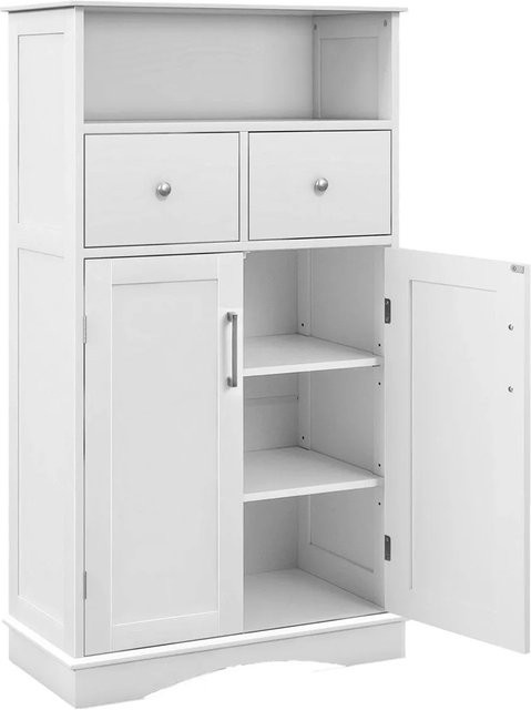 Costway Badezimmerschrank in Weiß mit verstellbaren Ablagen und Türen mit Schubladen - Bild 1