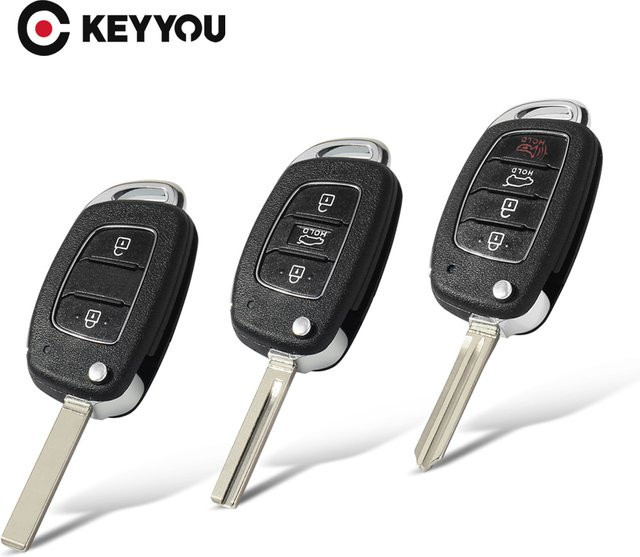Keyyou Autoschlüsselhülle mit Fernbedienung für Hyundai Solaris Creta ix25 Kona Tucson Sonata i40 ix35 i20 ix45, Schwarz - Bild 1
