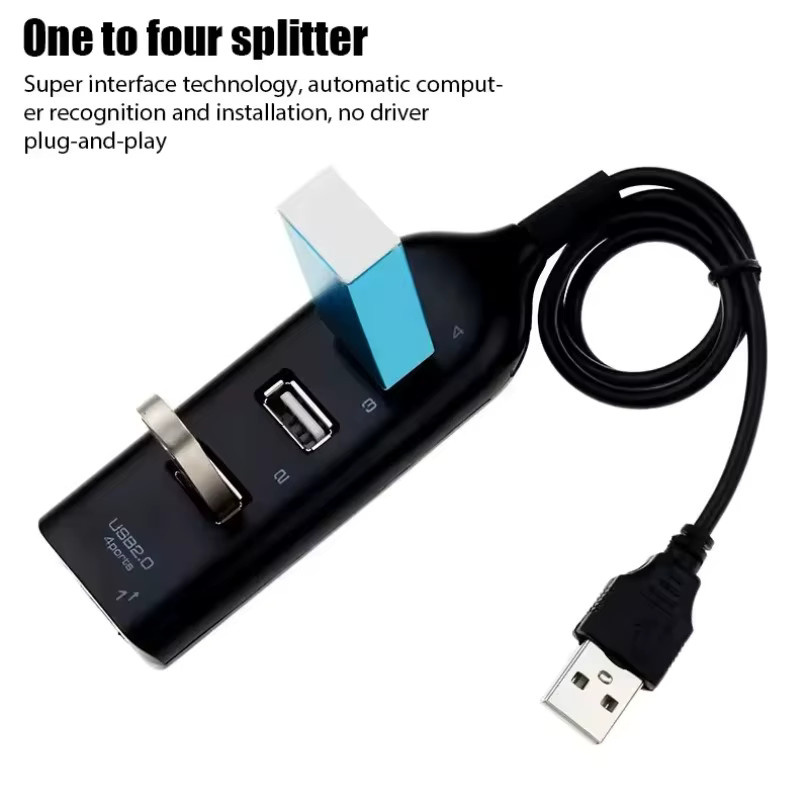 VIKEFON 4-Port USB 2.0 Hub Mini-USB-Splitter mit Kabel in Schwarz für PC, Laptop und Notebook - Bild 5