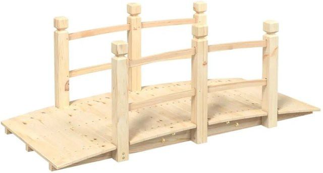 DELUKE Holzbrücke ROBBI aus Fichtenholz mit Geländer in Natur, B/T/H: 150 x 67 x 56 cm - Bild 1