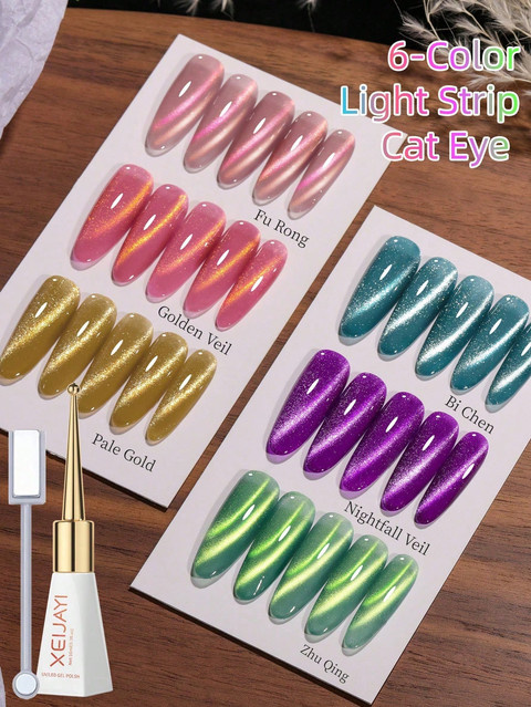 XEIJAYI Cat-Eye Gel-Nagellack, 6 x 10 ml, Glänzend, Damen - Bild 1