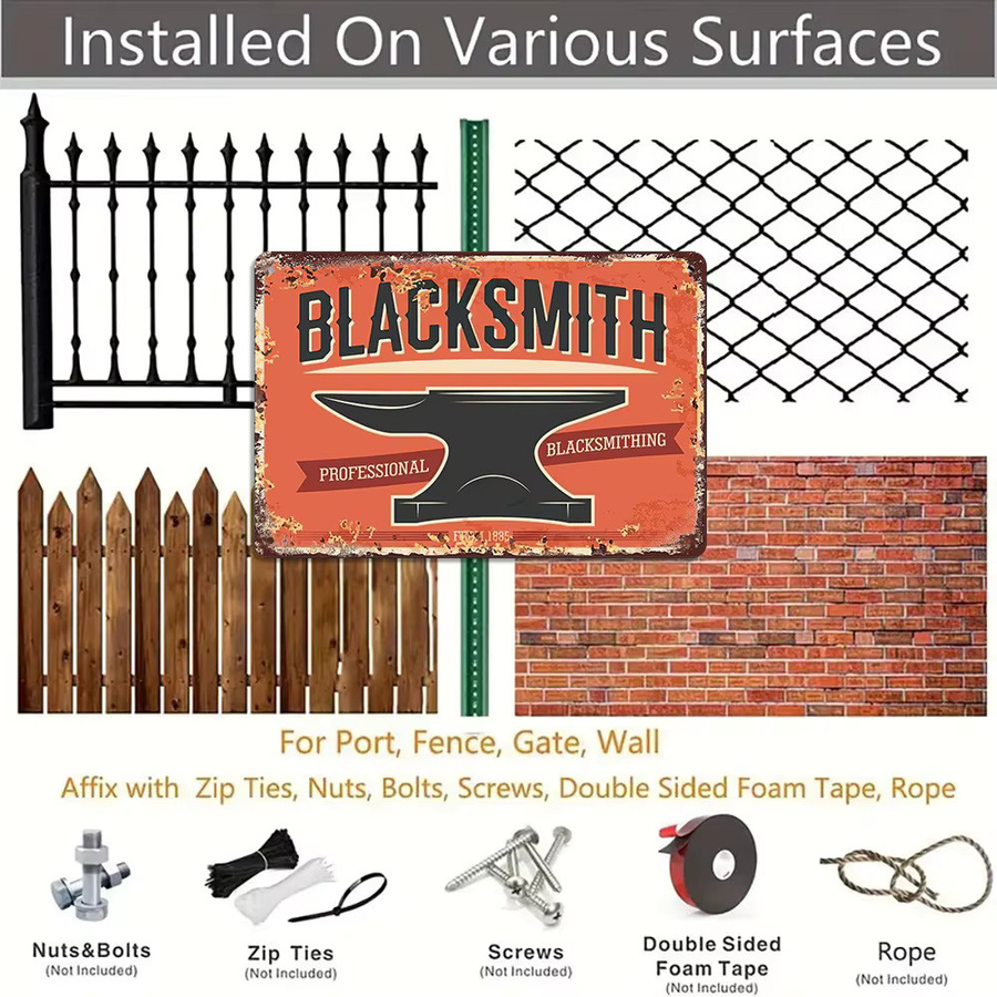 SmithyDecorCo Vintage Blechschild aus Metall als rustikale Wandkunst für Werkstatt, Bar oder Café, B/H: 30,5 x 20,3 cm - Bild 4