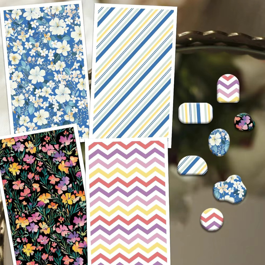 24 Stück Buntes Blumen-Ton-Transferpapier mit 4 Designs für Polymer-Streifen und Polymer-Ton-Transferblätter - Bild 3