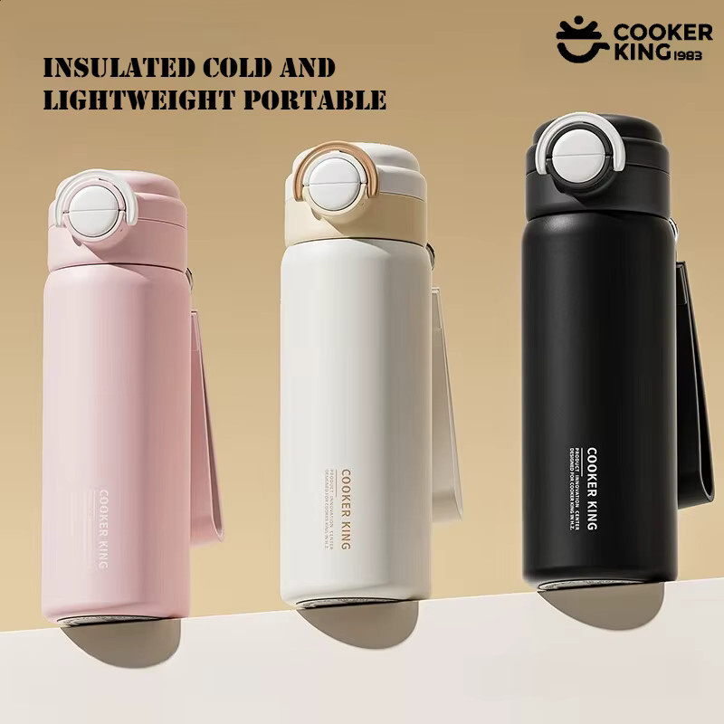 COOKER KING Doppelgetränk-Thermosbecher mit Strohhalm aus Edelstahl in Pink, 550 ml - Bild 4