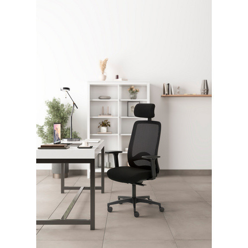Mayer Sitzmöbel Drehstuhl mit Kopfstütze und Armlehnen, schwarz, B/H: 70 x 63 cm - Bild 2