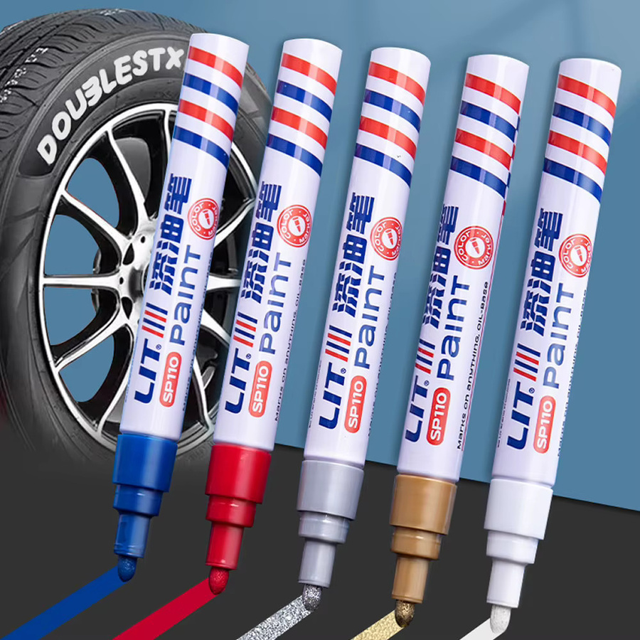 10er-Pack Permanente Marker in 8 Farben, Wasserfeste Fineliner für Reifenprofil, Gummi, Stoff und Metall, Strichstärke 3mm, Farben: Weiß, Gold, Silber und Multicolour - Bild 3