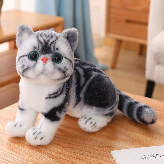 Kidsly Katzen Puppe Liegend, Plüschtier, Grau, Bunt, ab 3 Jahre - Bild 1