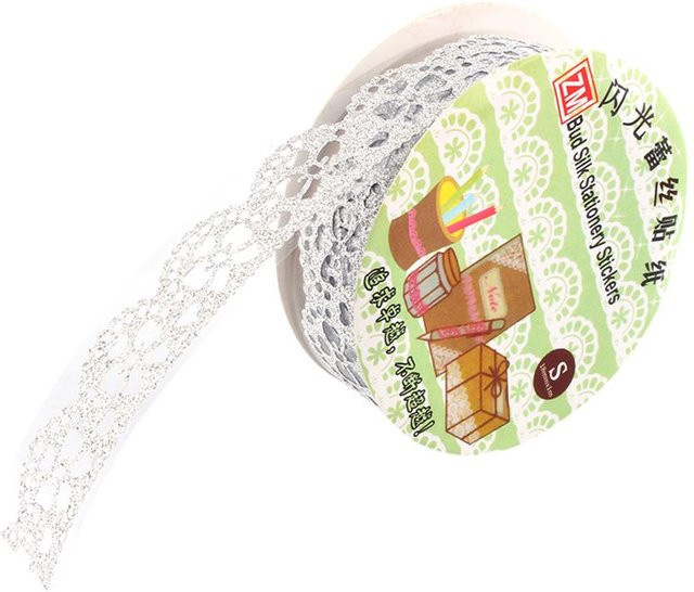 CosyHome Washi Klebeband Silber Hohlspitze Dekoratives Klebepapier zur Gestaltung - Bild 1