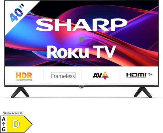 Sharp 40GD2225E Full HD LED Fernseher in Schwarz mit Roku TV, HDR10, WLAN und Dreifach-Tuner DVB-T2/C/S2, 40 Zoll (101 cm)
