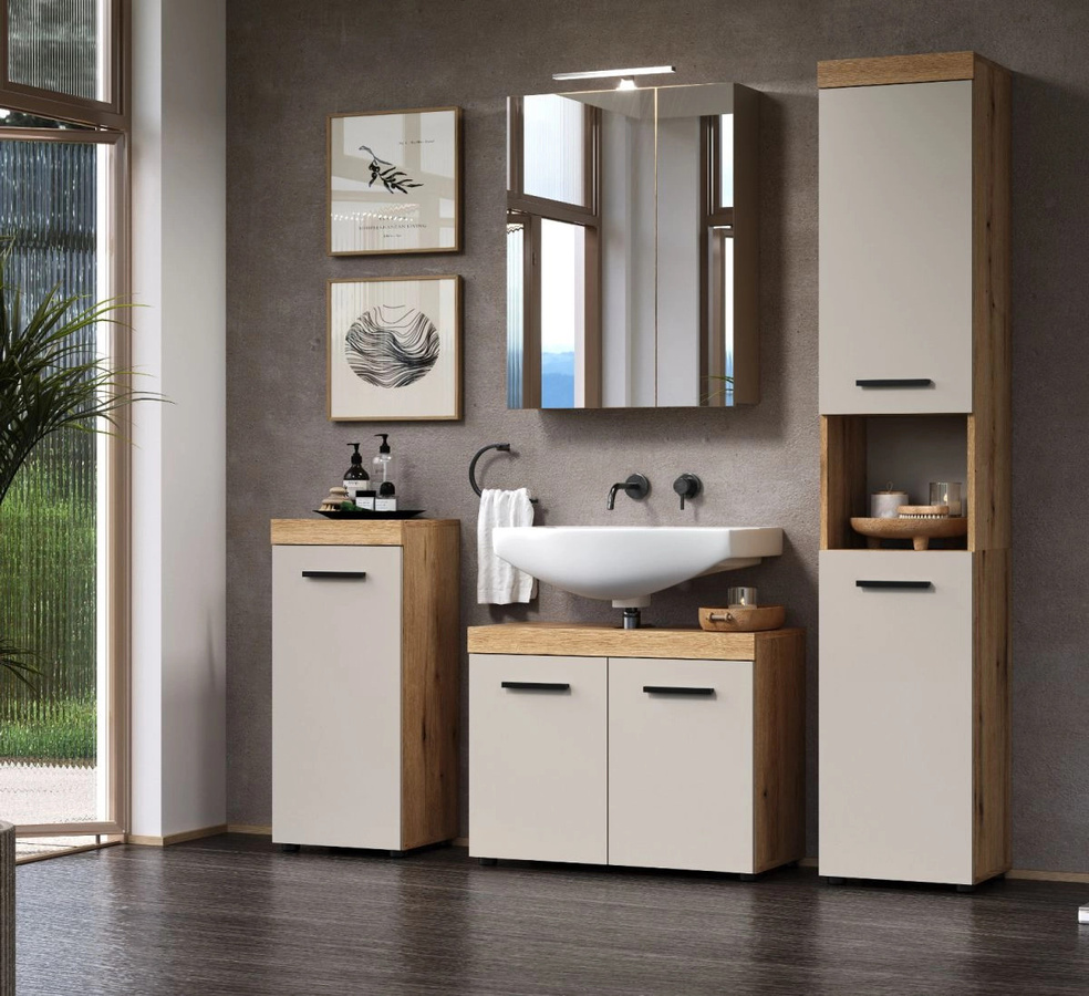 Badezimmer Kommode Celeste in Kaschmir und Eiche, B/T/H: 81 x 36 cm - Bild 2