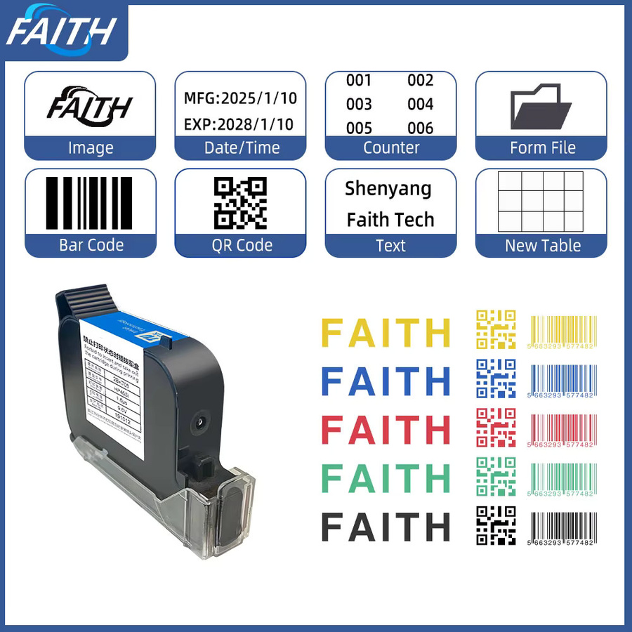 Faith 2BK708 Lösungsmittel-Tintenpatrone Schwarz für Tintenstrahldrucker zur Codierung von Datum und Text - Bild 2
