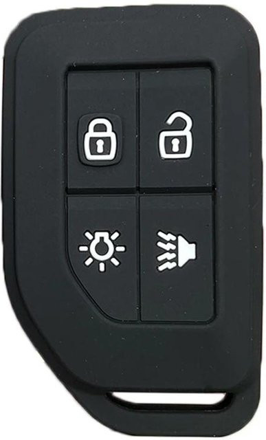 Silikon-Fernbedienungs-Autoschlüsselhülle für Volvo CARGO 555 FH16 FM Schwerlastwagen mit Schlüsselanhänger, 4-Tasten Keyless Hülle, Schwarz - Bild 1