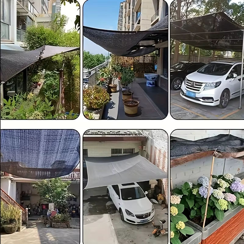 Schwarzes Schattennetz aus HDPE-Stoff als Sonnenschutz mit Ösen für Pergola, Gewächshaus und Terrasse, B/B: 200 x 200 cm - Bild 5