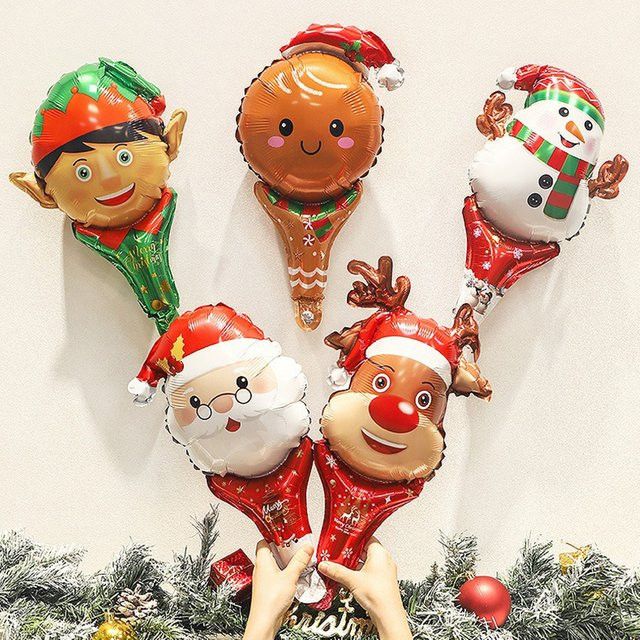 ZYF Handheld Luftballons für Weihnachtsdekorationen mit Motiven wie Santa, Schneemann, Elch und Lebkuchenmann, Multicolor, 5 oder 10 Stück - Bild 1