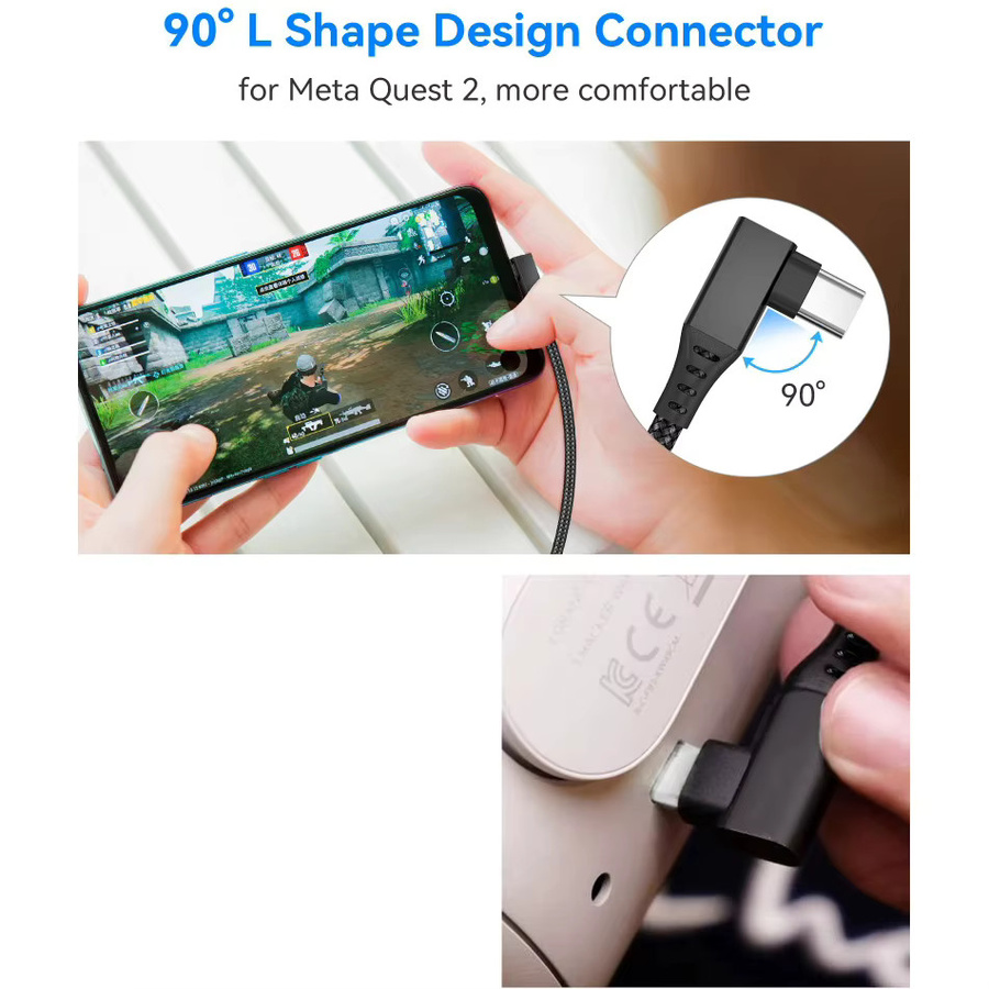 AyeBeau VR-Brillenkabel USB A auf Typ C für Meta Oculus Quest 2, Schwarz, Länge: 5 m - Bild 5