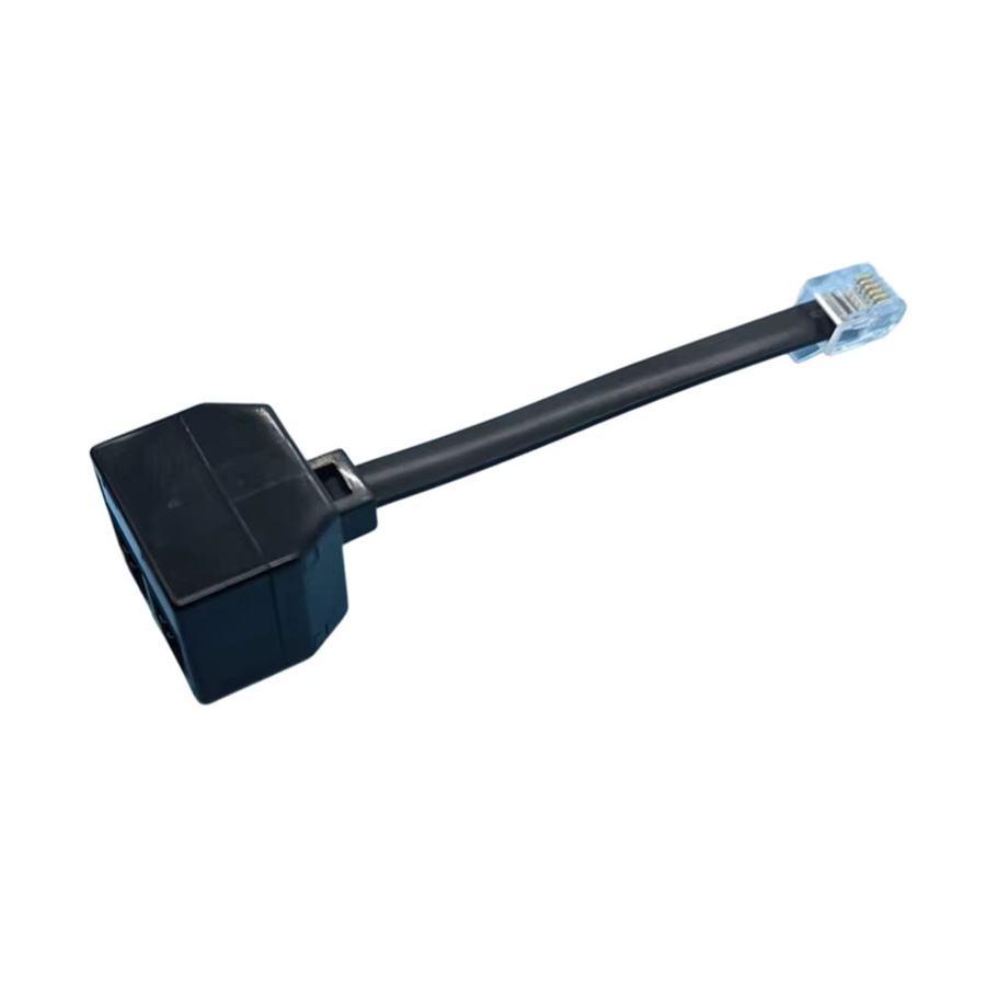A49T RJ12 6P6C 1-zu-2-Kabeladapter Telefon-Ethernet-Kabelkonverter Schwarz, Länge: 25 cm - Bild 2