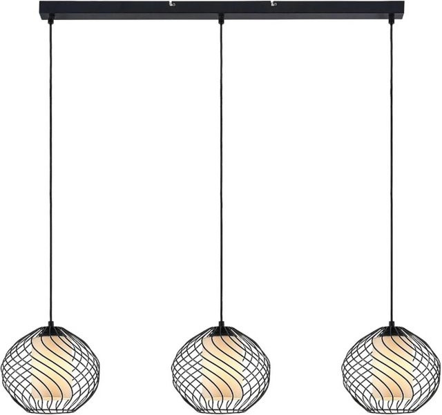 Lindby Pendelleuchte Cedrice Retro Vintage Antik, 3-flammig, Schwarz, Metall, E27 - Bild 1