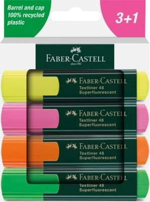 Faber-Castell Textliner Highlighter im 4er Etui, Multicolor (Orange, Gelb, Rosa, Grün) - Bild 1