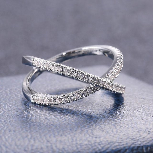 Huitan Verlobungsring, Messing, Silber, Zirkonia, Damen - Bild 1