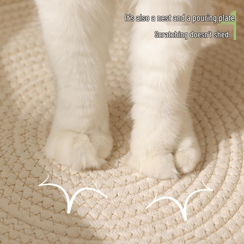 Handgewebtes rundes Rattan-Haustierbett von the BAY in Beige mit japanischer Rohrkolben-Kühlmatte für Katzen und Hunde - Bild 2