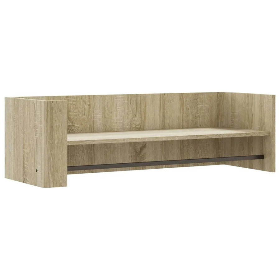vidaXL Wandregal Sonoma-Eiche aus Holzwerkstoff mit Rückwand und Kleiderstange, B/T/H: 100 x 35 x 30,5 cm - Bild 2