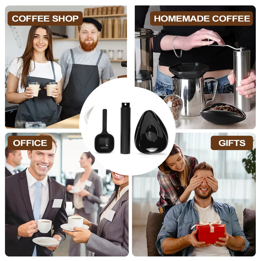 Leeseph Kaffeebohnen-Dosierbecher und Löffel-Set aus Keramik in Weiß oder Schwarz - Bild 5