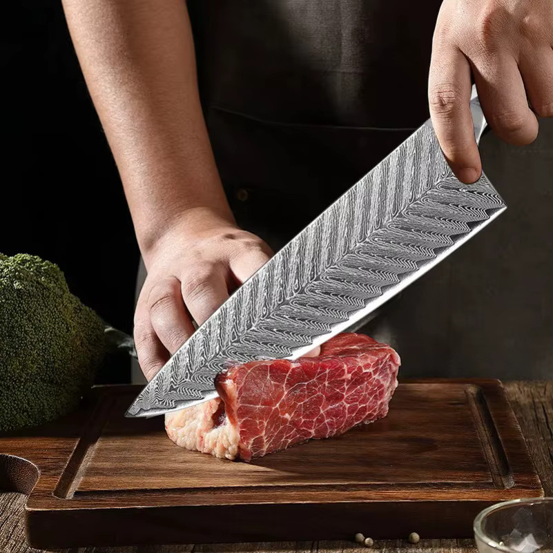GuanQi Damaststahl Hackmesser mit Holzgriff für professionelle Küche und Haushalt - Bild 1
