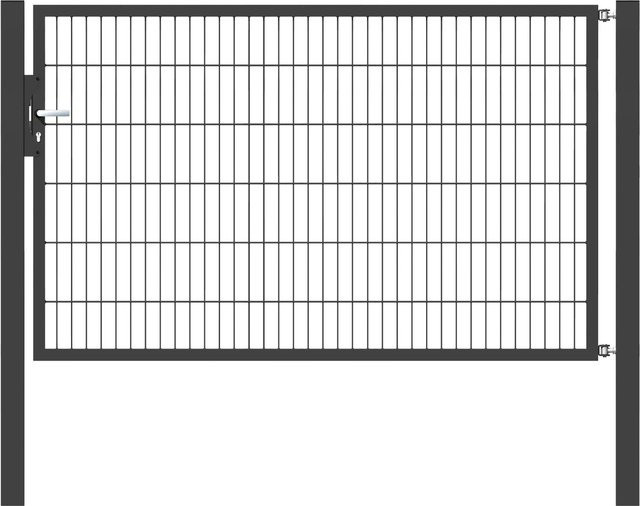 Metallzaun Einzeltor für Doppelstabmatten aus Stahl in Anthrazit zur Einbetonierung, Breite: 120 cm, Höhe: 200 cm - Bild 1
