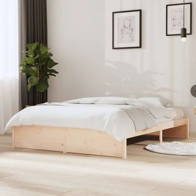 Massivholzbett Vidaxl aus Kiefer in Braun im skandinavischen Design, B/T: 140 x 190 cm - Bild 1