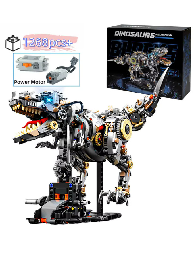 HUATEC Mechanisches T-Rex Modell Dinosaurier-Bausteine aus Kunststoff in Multicolour als pädagogisches DIY-Set - Bild 6