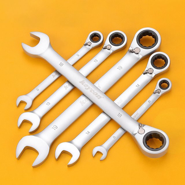 Ratschenschlüssel Kombination Set 8–19 mm in Silber für Auto und Handwerk - Bild 1