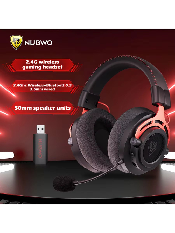 NUBWO G03 Kabelloses 2,4 GHz Gaming-Headset mit Geräuschunterdrückung und Mikrofon in Schwarz-Grün für PS4, PS5, PC und Xbox One - Bild 3