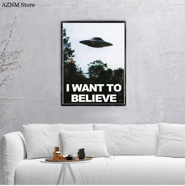 The X Files UFO Wandbild Potdemiel Motiv auf Leinwand, dekorativer Kunstdruck in Mehrfarbig für deine Heimdekoration - Bild 1