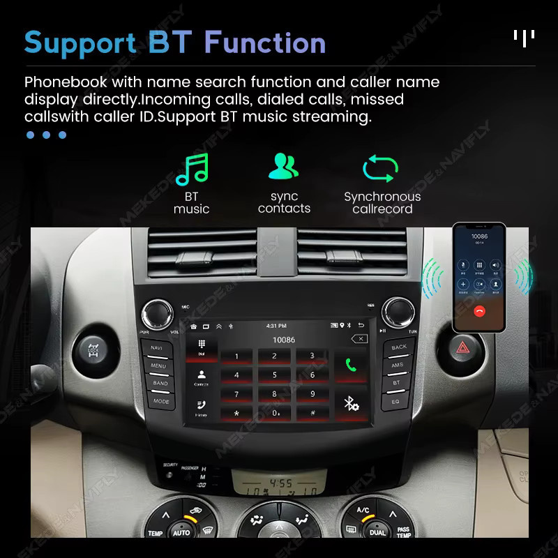 MEKEDE 7 Zoll Carplay Android Auto GPS Multimedia-Stereo für Toyota RAV4 2006-2012, 2 Din Head Unit, Schwarz - Bild 3