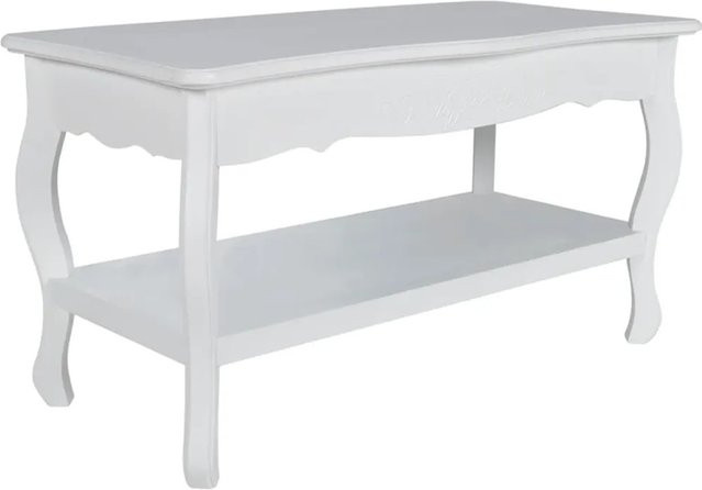 vidaXL Couchtisch modern in Weiß mit Ablage aus MDF und Holz, B/T/H: 60 x 42 x 44 cm - Bild 1