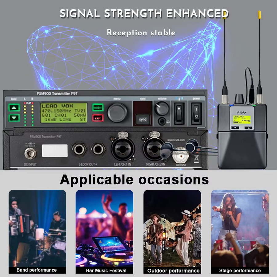 Shure PSM900 In-Ear-Überwachungssystem mit P9T Sender und P10R Empfänger in Schwarz, Stereo Wireless Monitoring System 542-578MHz - Bild 3