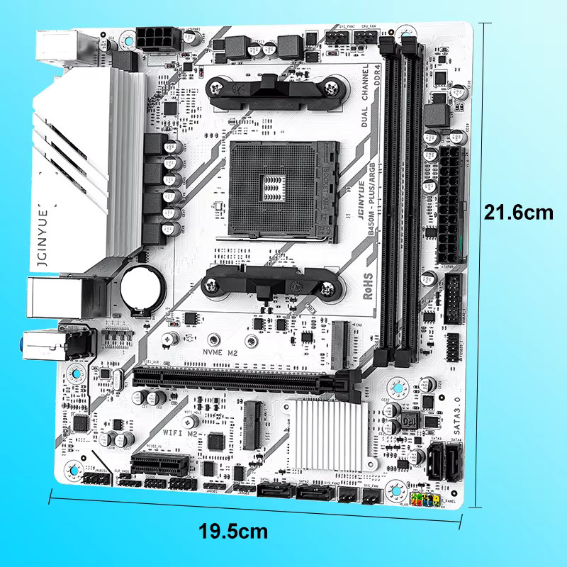 T.F.SKYWINDINTL AM4 Mainboard B35/B45 Serie für AMD ITX/M-ATX mit DDR4 Dual Channel, M.2 NVMe und 4 x SATA 3.0 USB in Weiß - Bild 3