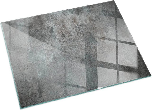 Tulup Glasplatte für Kaminöfen mit roher Oberflächenstruktur, Grau, B: 60 cm, T: 40 cm - Bild 1