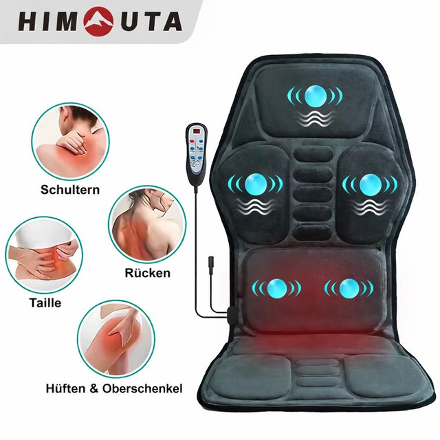 HIMOUTA Massage-Sitzkissen mit Heizfunktion und Ganzkörper-Vibration in Schwarz - Bild 1