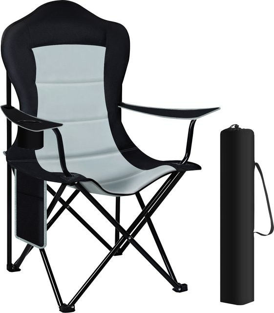 WOLTU faltbarer Campingstuhl in Grau mit Seitentasche und Getränkehalter für Garten, Terrasse und Outdoor-Aktivitäten - Bild 1